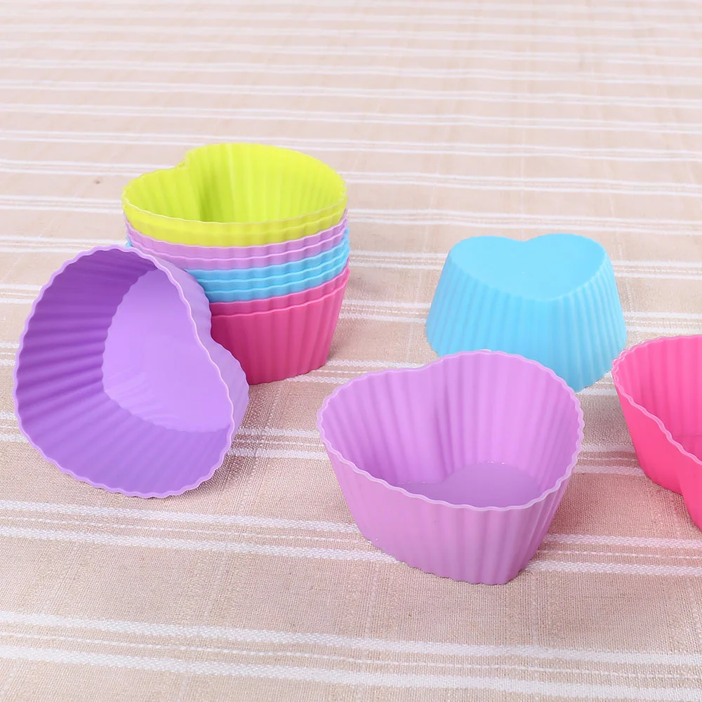 

12pcs/set Nonstick Heart Shape DIY Silicone Cake Molds Muffin Forms Fondant Cupcake Molds Bakeware Baking Cake Decorating Tools