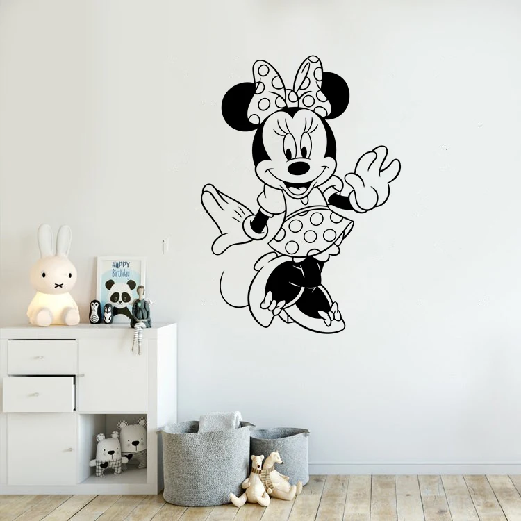 Минни Мышь Wall Art наклейки мультфильм стикер, стены, персонаж девочки комната Декор Съемный Минни Мышь Стикеры AY1395