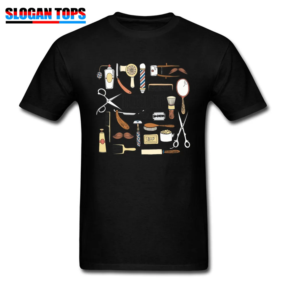 Mens 2018 New Printed Tees Crewneck NEW YEAR DAY Pure Cotton Tshirts Party Short Sleeve barbershop appliances Tees barbershop appliances black