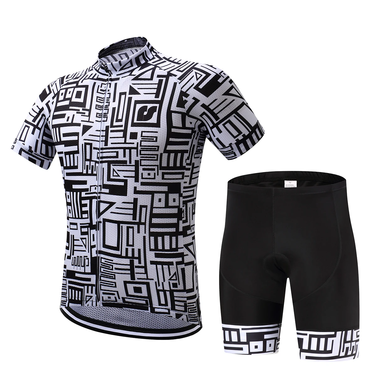 Pro мужской короткий рукав Велоспорт Джерси Набор черный белый нагрудник MTB велосипедный костюм велосипедная одежда с задним 3 карманами 9D гелевый коврик - Цвет: normal set