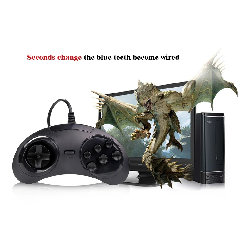 Для SEGA бытие/MD2 Y1301 usb геймпад игровой контроллер 6 кнопок USB держатель джойстика