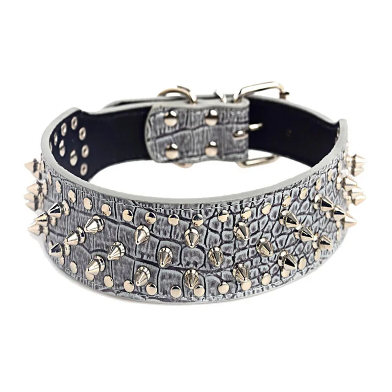 

New 2" Wide Spiked Studded Leather Dog Collar Pitbull Bulldog Dog Collars Adjustable for Big Dogs Pet Supplies Accessories