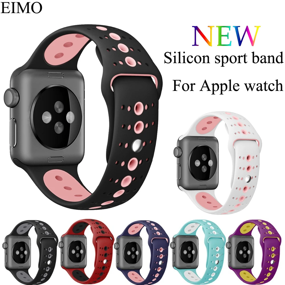 

Sport Silicone Strap for Apple 4 Watch Band 44mm correa apple watch 38 mm iwatch band 42mm 40mm 4/3/2 bracelet Wrist Watchband