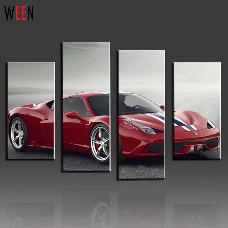 

Cool Red Run Car Wall Pictures For Home Decoration Car Canvas Art Room Picture Printed On Canvas tableau peinture sur toile