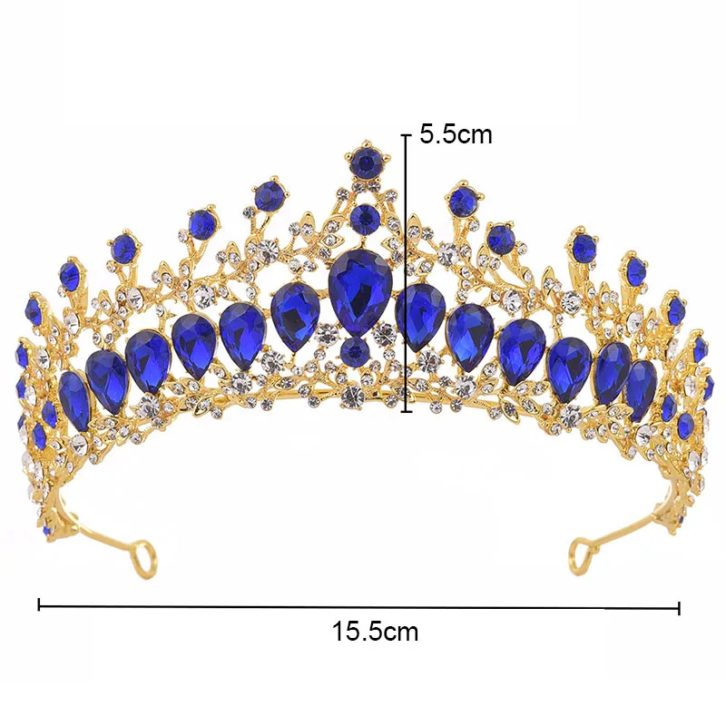Большие стразы Noiva диадема синий кристалл свадебные тиары и короны корональный головной убор Свадебные украшения для волос аксессуары для невесты BH