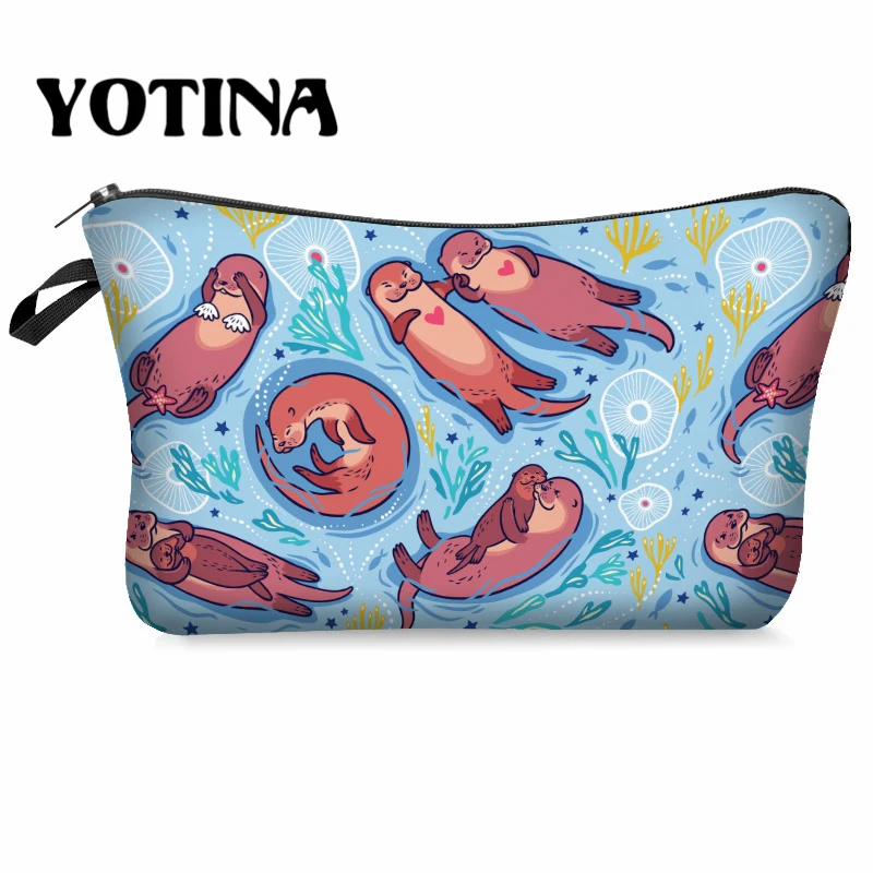 Yotina сумка для макияжа женская косметичка с разноцветным узором llama 3D печать neceser туалетный мешок путешествий Органайзер для макияжа - Цвет: bpd54797