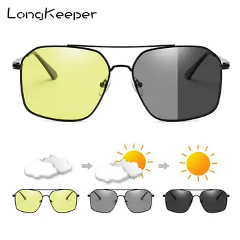 

Metal Polarized Sunglasses Men Photochromic Night Vision Goggles Safety Driving Anti Blue Light Chamelon Gafas de sol UV400