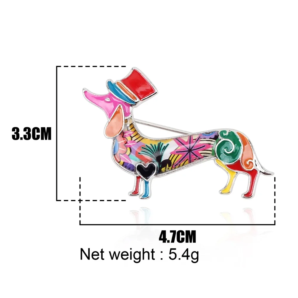 Bonsny массивное сплав эмаль такса собака шляпа броши булавка для женщин дамы подростков украшения аксессуары новинка шарф ювелирные изделия