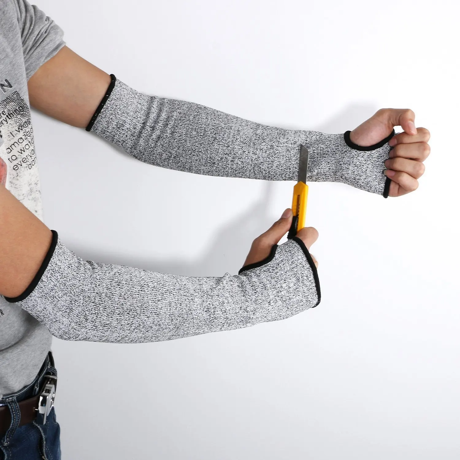 GB 5-уровневая устойчивые к порезам анти-резка защита рук HPPE рукав 36 см самообороны Броня HPPE cut-доказательство рука Перчатки