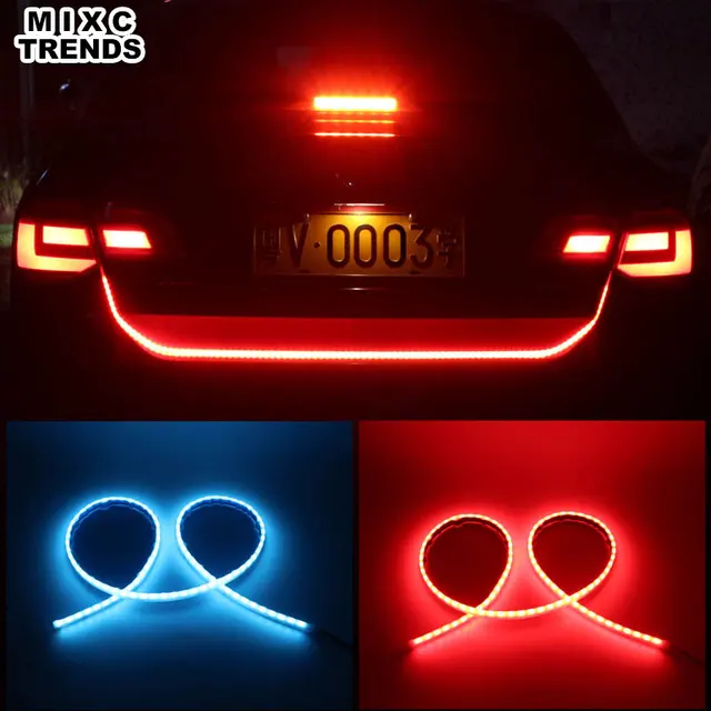 120cm Flexible Drl Led Trunk Strip With Turn Signals Rear Tail 120cm Flexible Drl Led Trunk Strip With Turn Signals Rear Tail Flowing Lights 12v Car Brake