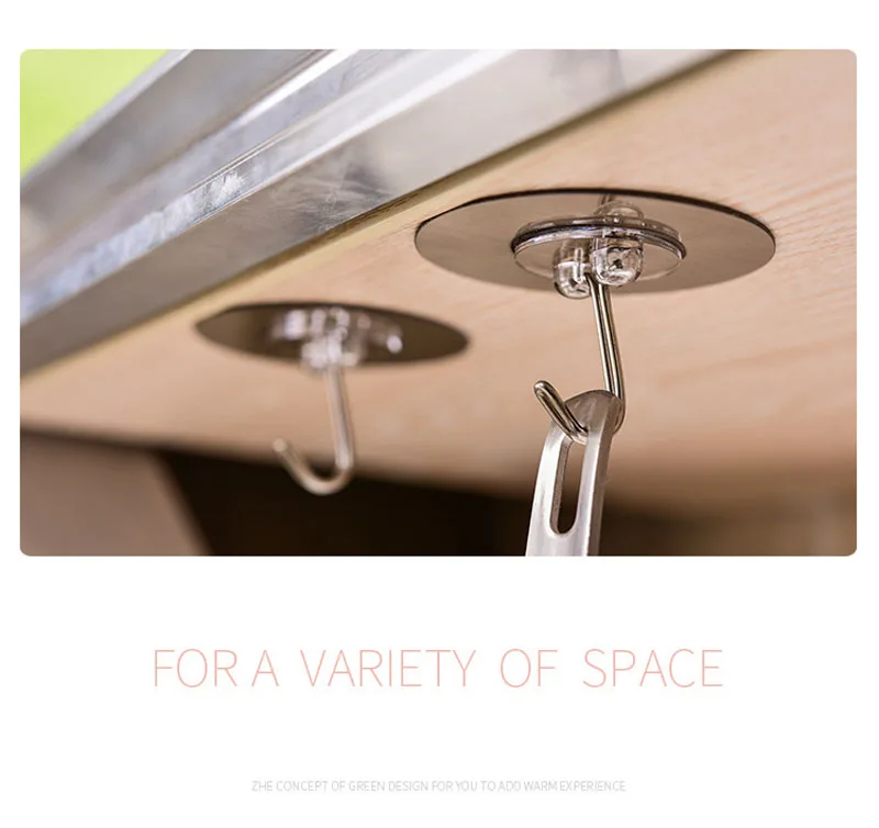 Seamless Wall Hooks Hanging Stainless Steel Hooks Kitchen Bathroom Hangers Bag Key Wall Hooks Wall Hangers Round Shape (9)
