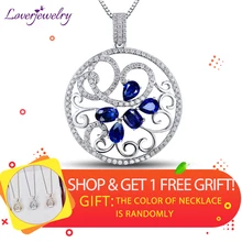 LOVERJEWELRY Подвеска для женщин привлекательная женская подвеска с синим сапфиром и бриллиантом 18 к белое золото 2.44ct подвеска с драгоценным камнем в виде цветка