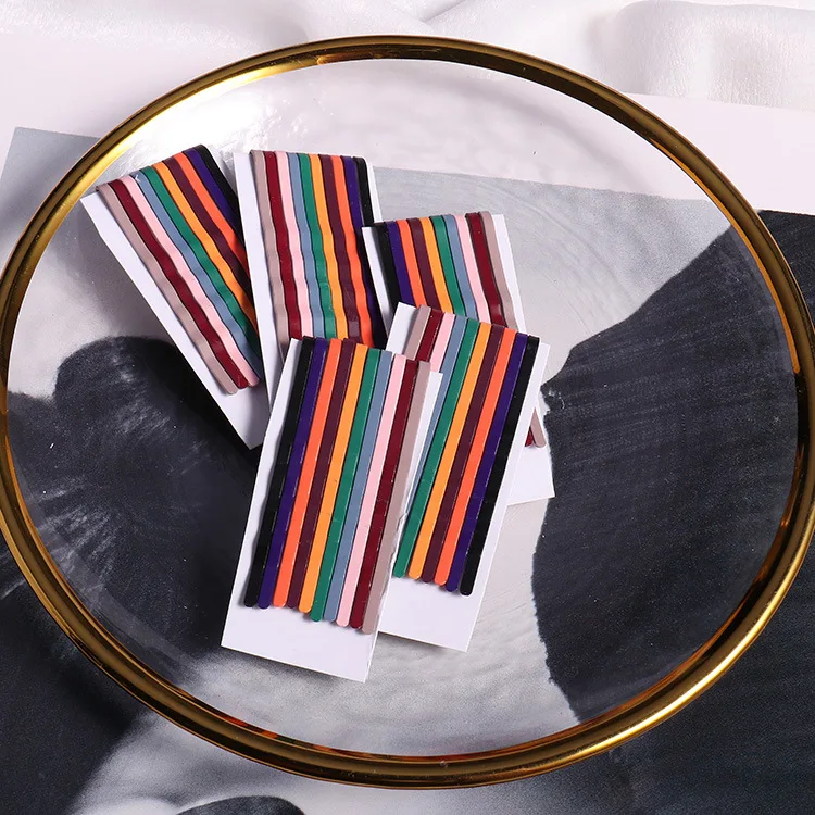 

50pcs 5.5cm Hair Clips For Girls Thick Spray PaintColor Rainbow Word Hair Clips G0405