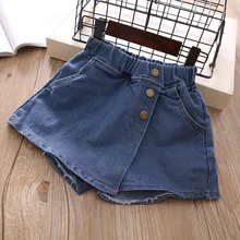 5 шт./партия) Детская одежда Шорты для девочки 100-140 см из джинсовой ткани для девочек; летние брюки 020907