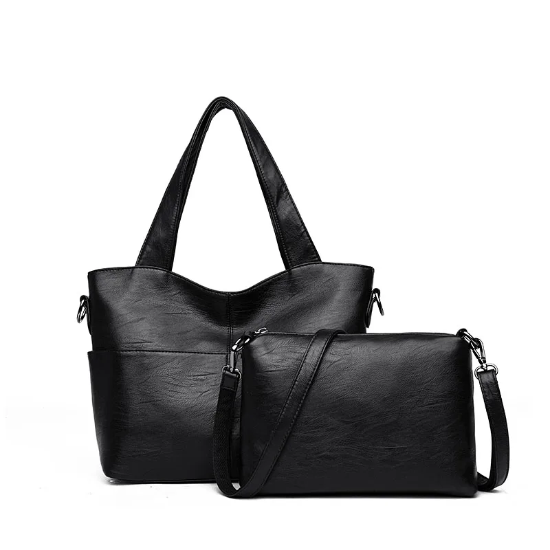 

Women Handbag Leather Women Shoulder Bags 2 sets Famous Brand Designer Women Messenger Bags Ladies Casual Tote Bags sac a main