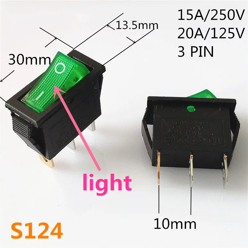 SPST KCD 3PIN 6PIN вкл/выкл квадратный лодочный кулисный переключатель DC AC 16A/250V Автомобильная приборная панель пластиковый переключатель дропшиппинг - Цвет: S124