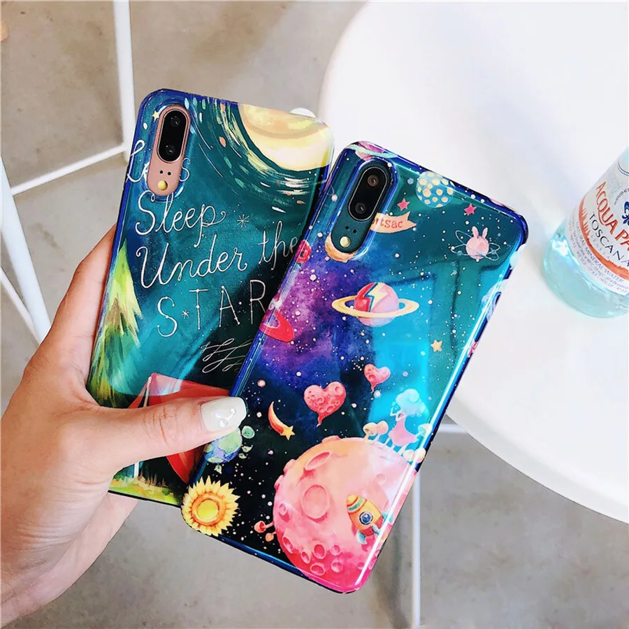 

For huawei P20 pro honor 9 honor 10 mate 10 pro case cover luxury blue ray space planet soft silicone phone bag Ritozcase