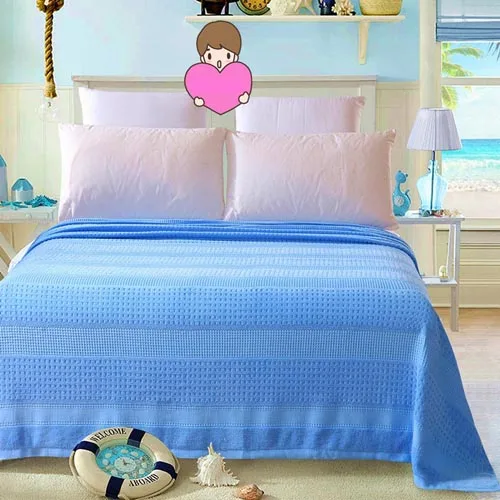 Хлопковое одеяло для детей, взрослых, полный размер, жаккард, летнее полотенце, одеяло s на кровать, диван, одеяло для путешествий, покрывало - Цвет: Blue