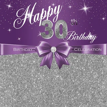 

Sparkly Happy 30th Birthday Diamonds Silver Sequins background Vinyl cloth High quality Computer print party photo backdrop