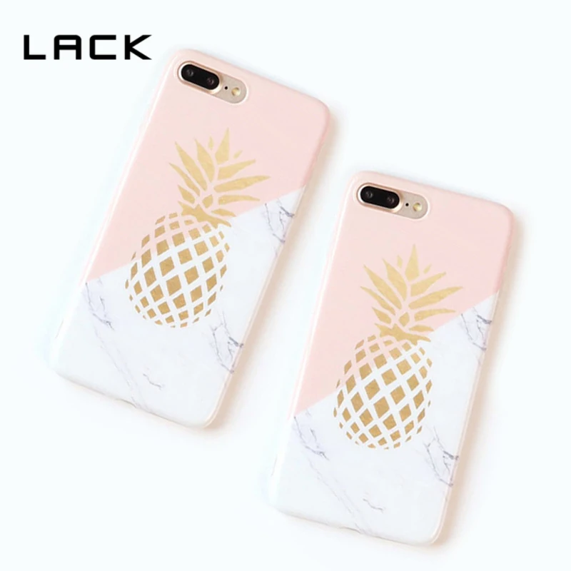 

LACK Gold Pineapple Phone Case For iphone 6 Marble Texture Geometric Splice Case For iphone 6 6s 7 Plus Soft IMD Back Cover Capa