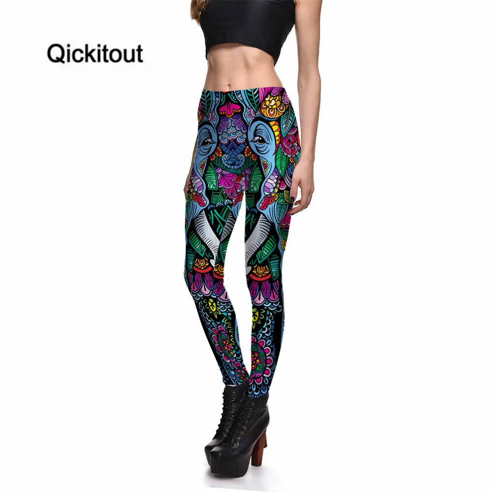 

Qickitout Leggings Hot Women's Colorful Elephant Leggings Digital Print Pants Trousers Stretch Pants Plus Size S-XXXXL