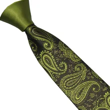 LAMMULIN мужские галстуки оливково-зеленый Узел контрастный черный с оливково-зеленые с пейсли жаккардовый тканый галстук микрофибра тонкий галстук 6 см