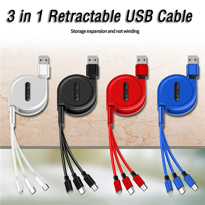 Выдвижной 3 в 1 Usb кабель Реверсивный Micro Type C для Samsung Galaxy A6s A8s S10 A8 A9 сотовый телефон
