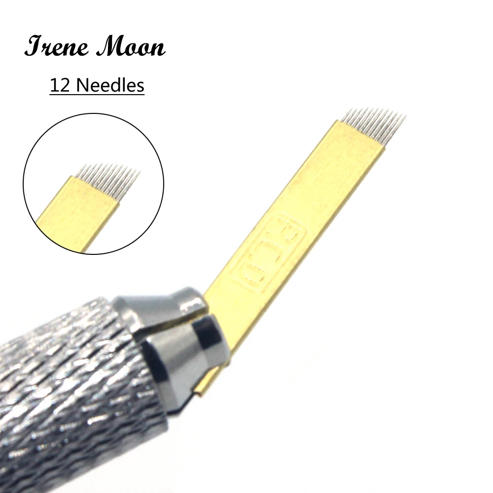 12pins Tattoo Needles Semi-permanent Makeup Eyebrow Embroidery Blade For 3D Microblading Manual Tattoo Pen For Line Eyebrow