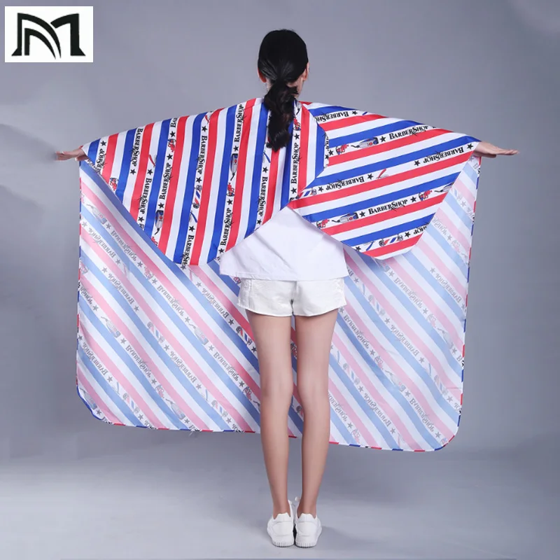 145*160 cm Molticolor Polyester Salon Wrap Apron Stripe Leisure Style Peri Cloth Water-repellent Cape Hairdressing Assistant B2 145*160 cm Molticolor Polyester Salon Wrap Apron Stripe Leisure Style Peri Cloth Water-repellent Cape Hairdressing Assistant B2