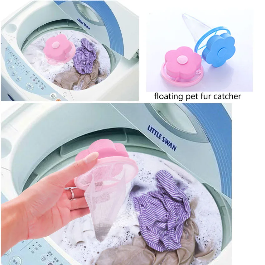 

4Pcs/Pack Floating Pet Fur Catcher Filtering Hair Removal Device Wool Cleaning Supplies Washer Style Laundry Cleaning Mesh Bag