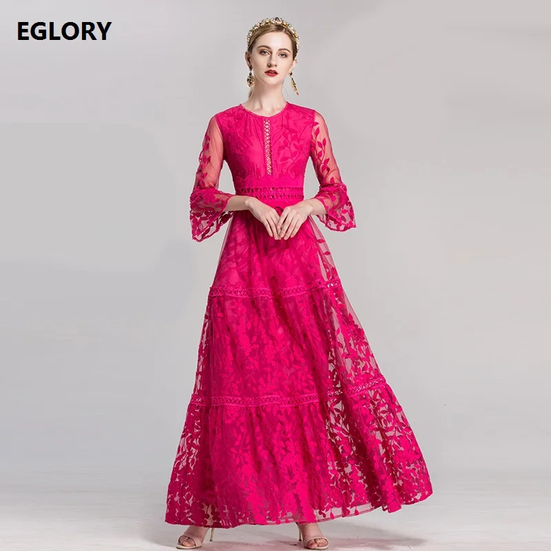 

XXL Big Size New 2018 Spring Summer Long Dress for Party Wedding Women Hollow Out Embroidery Rose Red White Long Maxi Dress Lady