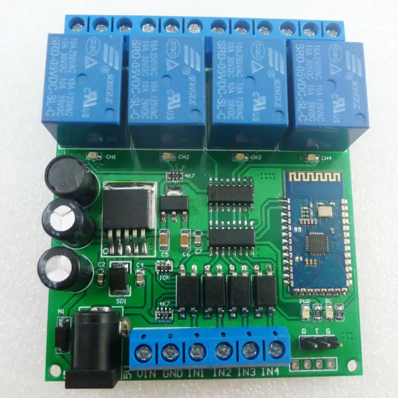 

DC 5V 9V 12V 24V 4CH Bluetooth Relay Android app Wireless Remote Controller for Smart Home Motor LED Car Access Control System