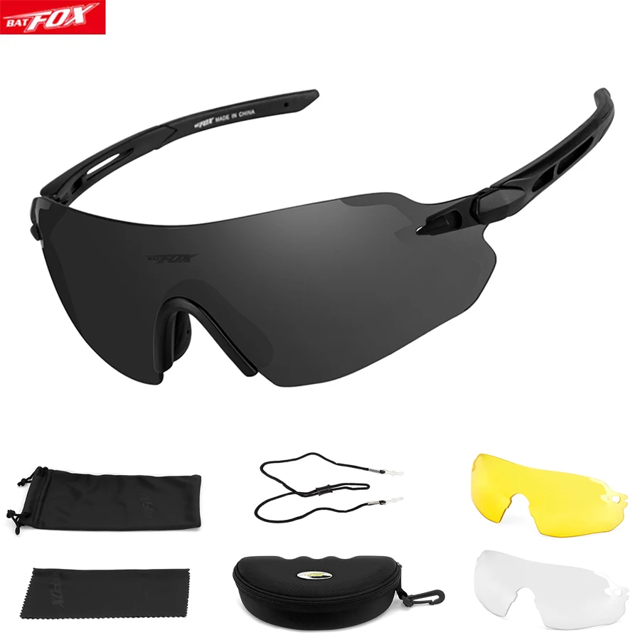

BATFOX Cycling Glasses Men Women Rimles Cycling Goggles Sunglasses No Frame 3 Lenses oculos ciclismo Outdoor Sport MTB Fietsbril