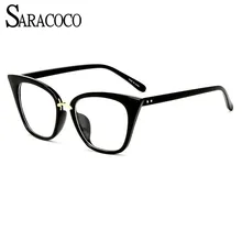 SARACOCO винтажные кошачий глаз очки с прозрачными линзами оправа для женщин Высокое качество брендовая дизайнерская прозрачная рамка Myapia Женская