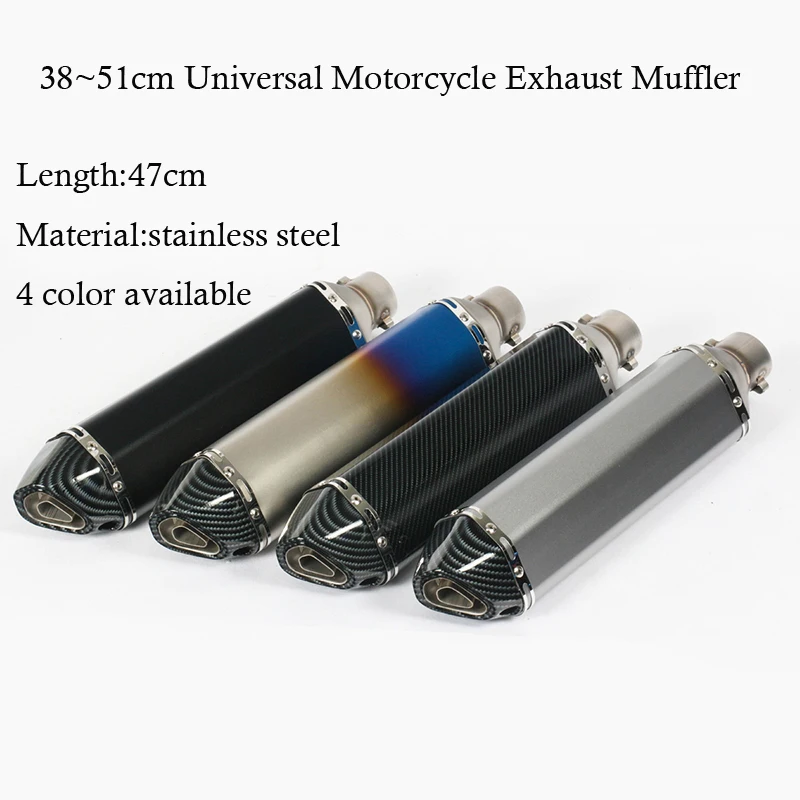 

38~51mm Universal Exhaust Motorcycle Muffler with Sticker For Scooter Modifications Stainless Steel Muffler Pipe