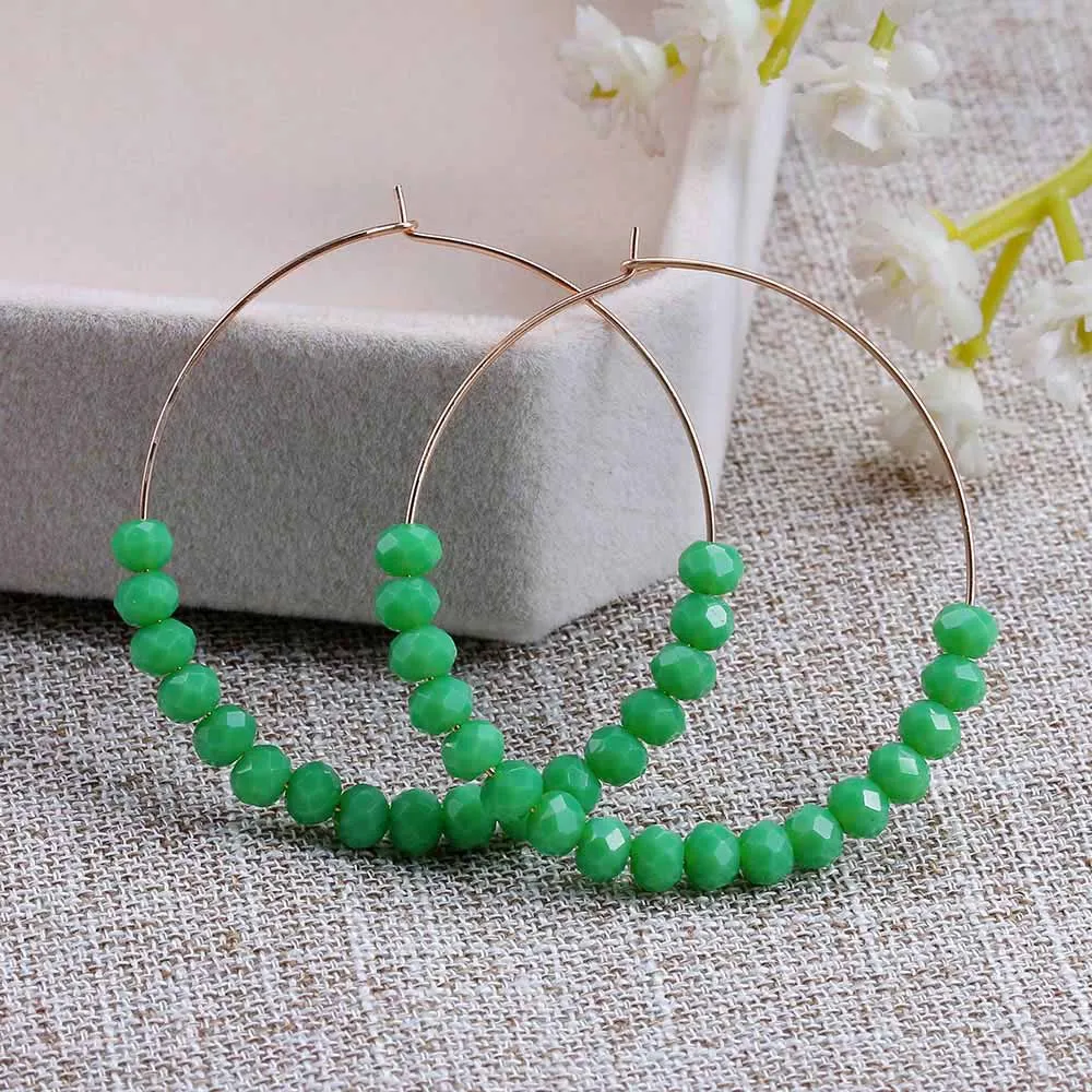 Bohemian Handmade Natural Stone Beads Hoop Earrings for Women New Fashion Loop Round Circle Creole Earring Designer Jewelry - Окраска металла: 1