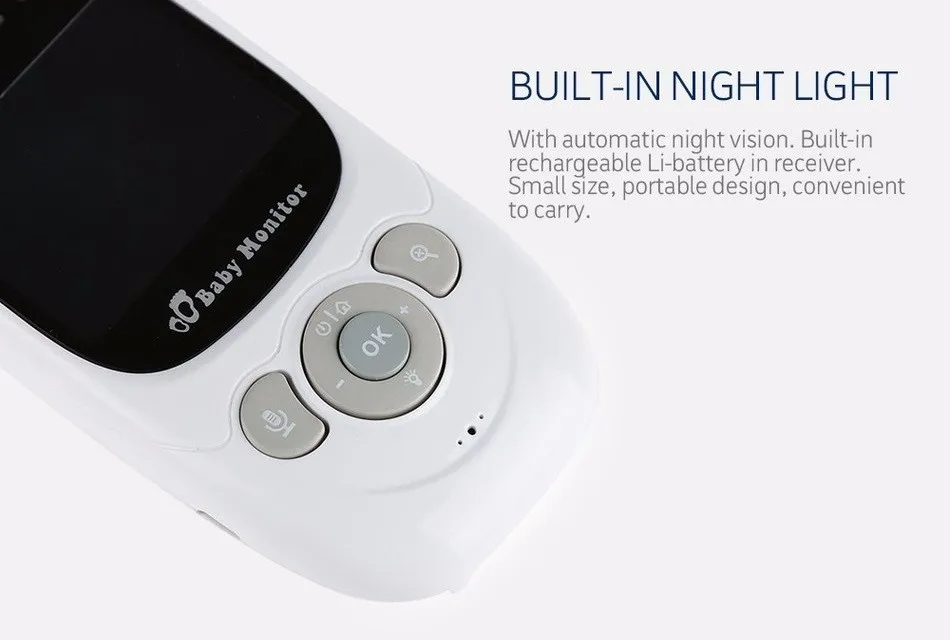 Babykam babyphone cry baby monitor 2,4 ''LCD ИК ночного видения видеодомофон колыбельные датчик температуры 2X зум детский звонок
