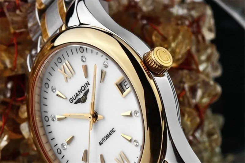 Womens Watches GUANQIN Date Luminous Rainstone Automatic Watch Waterproof Mechanical Watch Brand Luxury Stainless Steel Back (7)