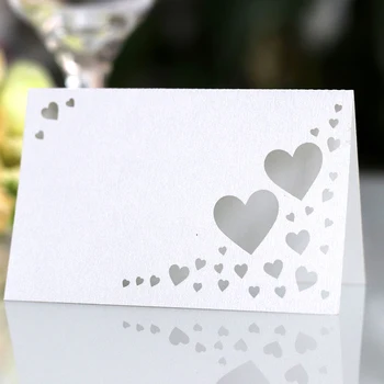 

100 Pcs/Set Heart Shape Hollow 12*9cm Place Cards Wedding Event Table Number Name Card Birthday Party Decoration Invitations