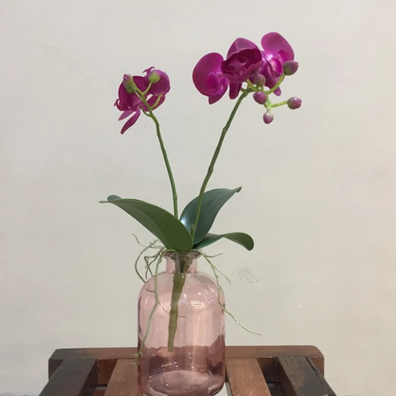 2 вилки искусственная Орхидея, Бабочка цветы настоящий сенсорный пластик поддельные цветы для дома украшения сада декоративные растения