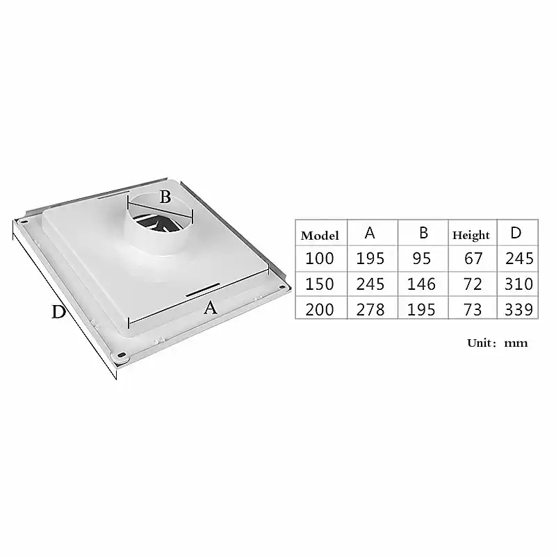 Square Abs Ceiling Diffuser Grilles Ceiling Air Vent Diffuser Spring Clasp Type 100 150 200mm Ventilation Beveled Edge Diffuser
