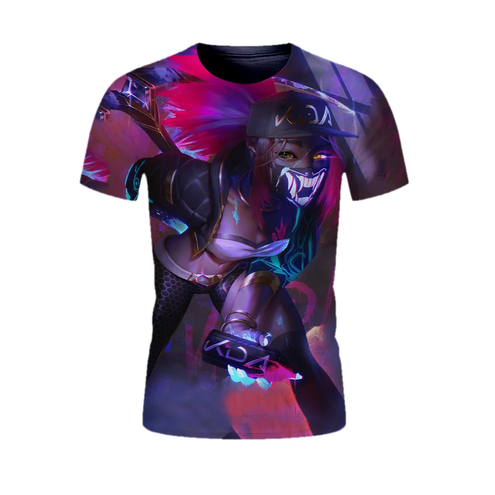 

Hot KDA Akali t shirts 3D print anime tshirt men/women tshirt summer Thin section t-shirt Polyester O-Neck tees Colorful tops