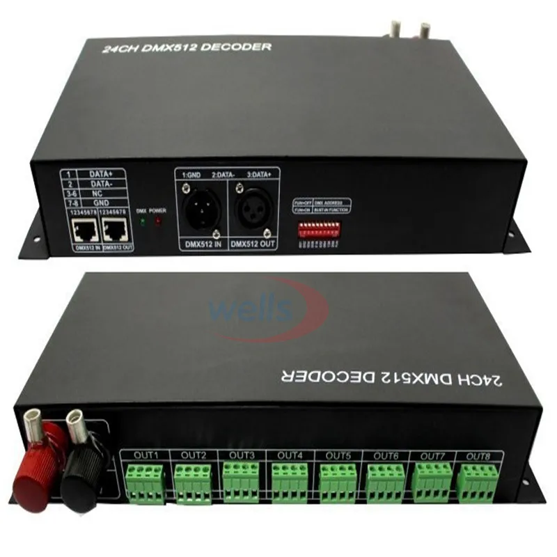 

DMX 512 Digital Signal Controller 24CH RGB LED Light Decoder Dimmer DC 12V-24V