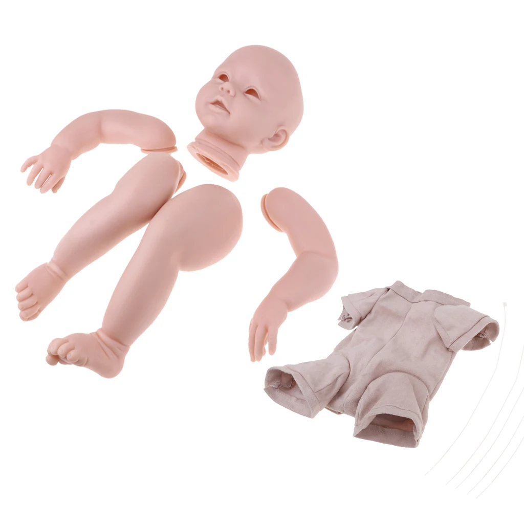 Real Touch Silicone 28' Reborn Kit Awake Baby Doll Blank Head Limb Mold and Cloth Body doll Set children birthday gift