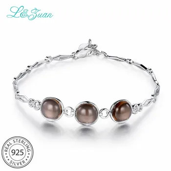 

L&zuan 5.48ct Natural Smoky Crystal Bracelets for Women Brown Stone 925 Sterling Silver Fine Jewelry Gemstone Chain Bracelet