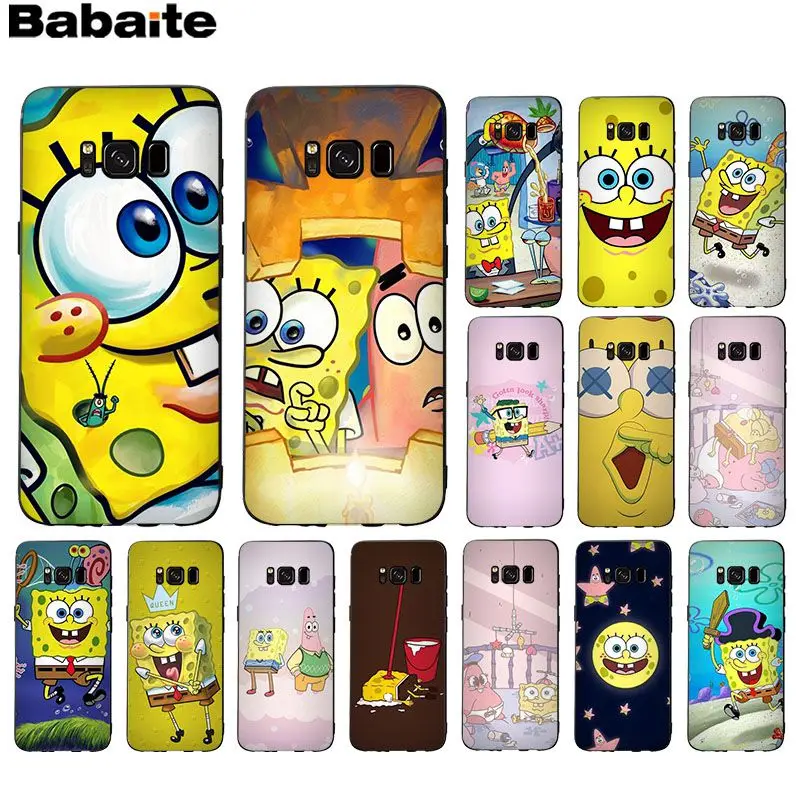 

Babaite SpongeBob SquarePants Sponge Bob Black Soft Shell Phone Case For GALAXY s5 s6 edge plus s7 edge s8 plus s9 plus