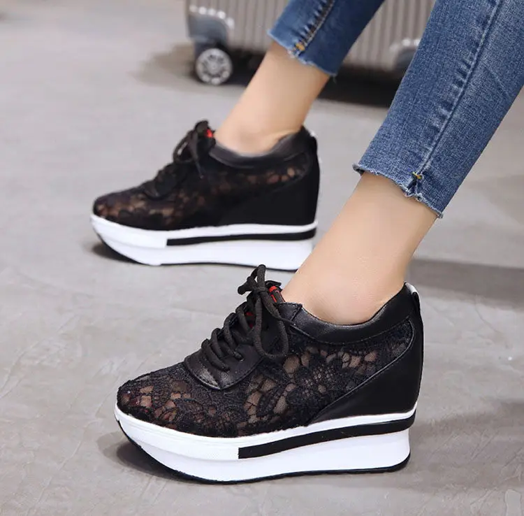 

2019new hot mesh breathable shoes woman platform heels casual shoes women wedges platform shoes for women chaussures femme