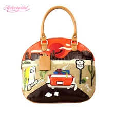 Aidocrystal 2016 new fashion retro bag handmade embroidery Route 66 pattern handbag women bag free shipping