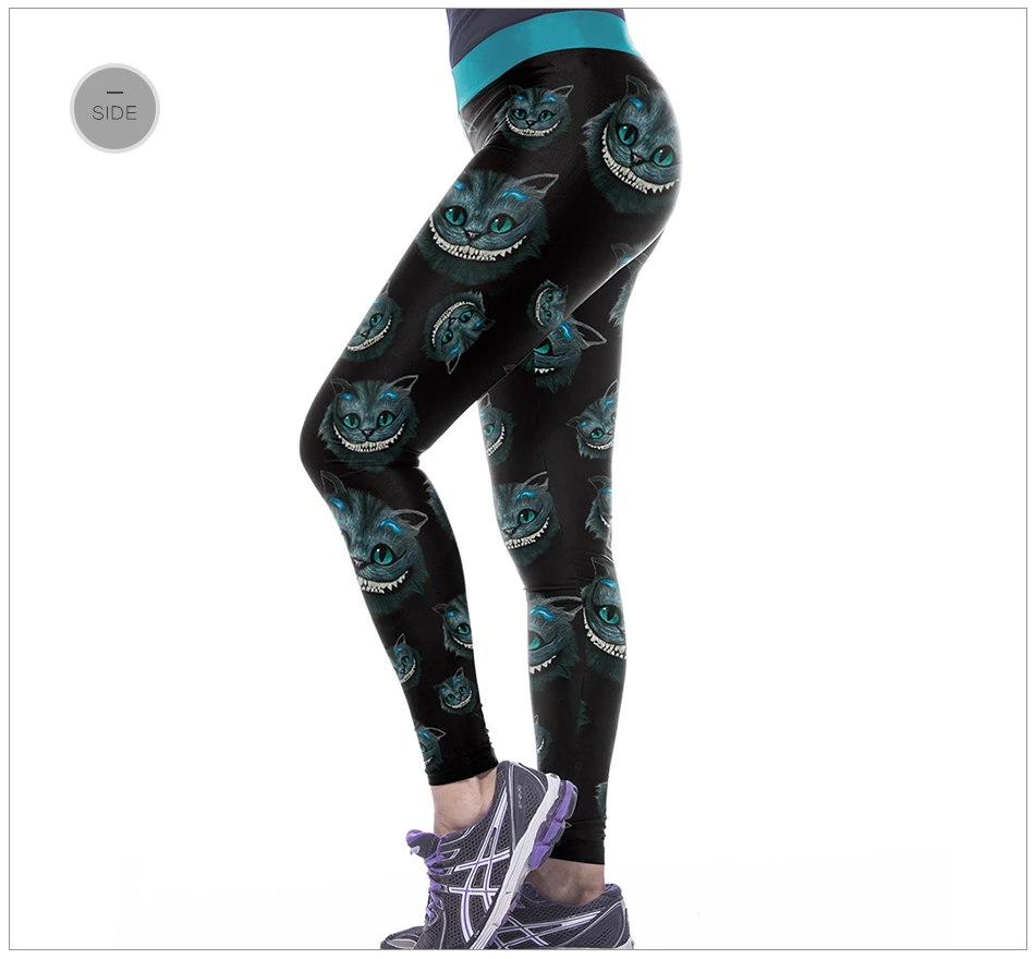 [You're My Secret] Halloween Women Leggings High Waist Silm Fitness Leggins Alice In Wonderland Smile Cat Digital Print Pants seamless leggings