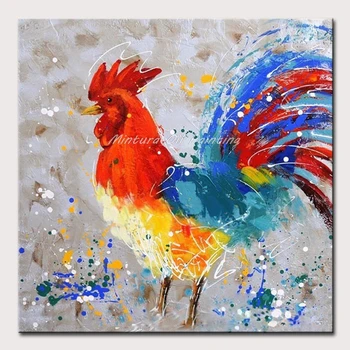 

Mintura Painting for Living Room Strong Big Cock Wall Art Oil Paintings Animal Pictures Art Hand Painted Decoration No Framed